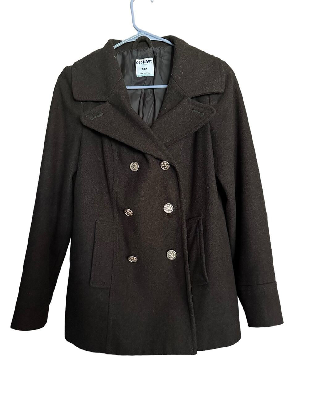 Old Navy Green Pea Coat with Gold Buttons Size Small